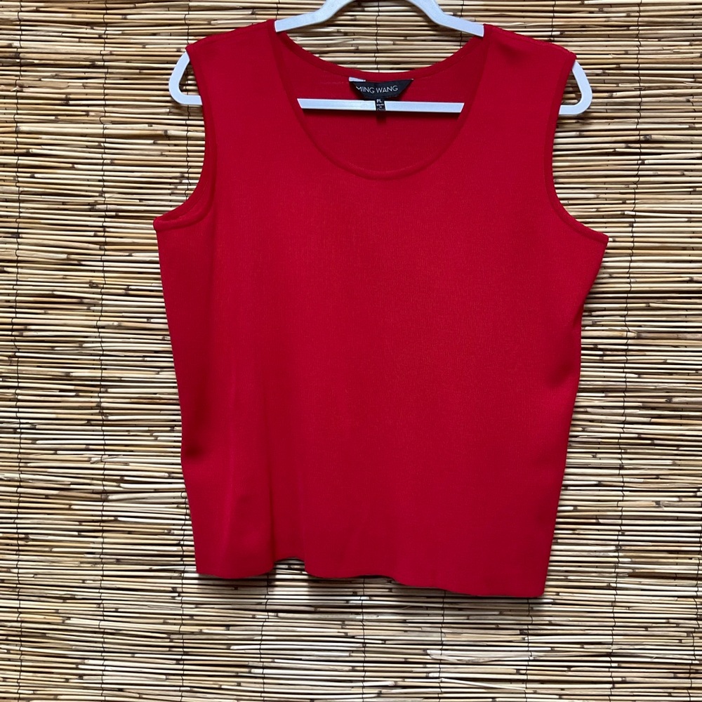 Ming Wang Women's Red Top Size PL Sleeveless Scoopneck